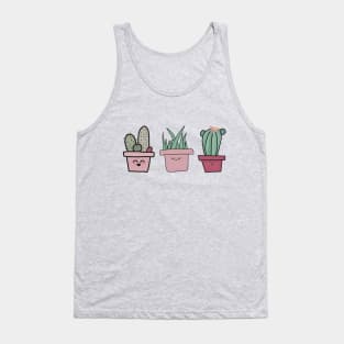 Cactus and Succulent Plant - Pink Planted Pots with Hearts Tank Top